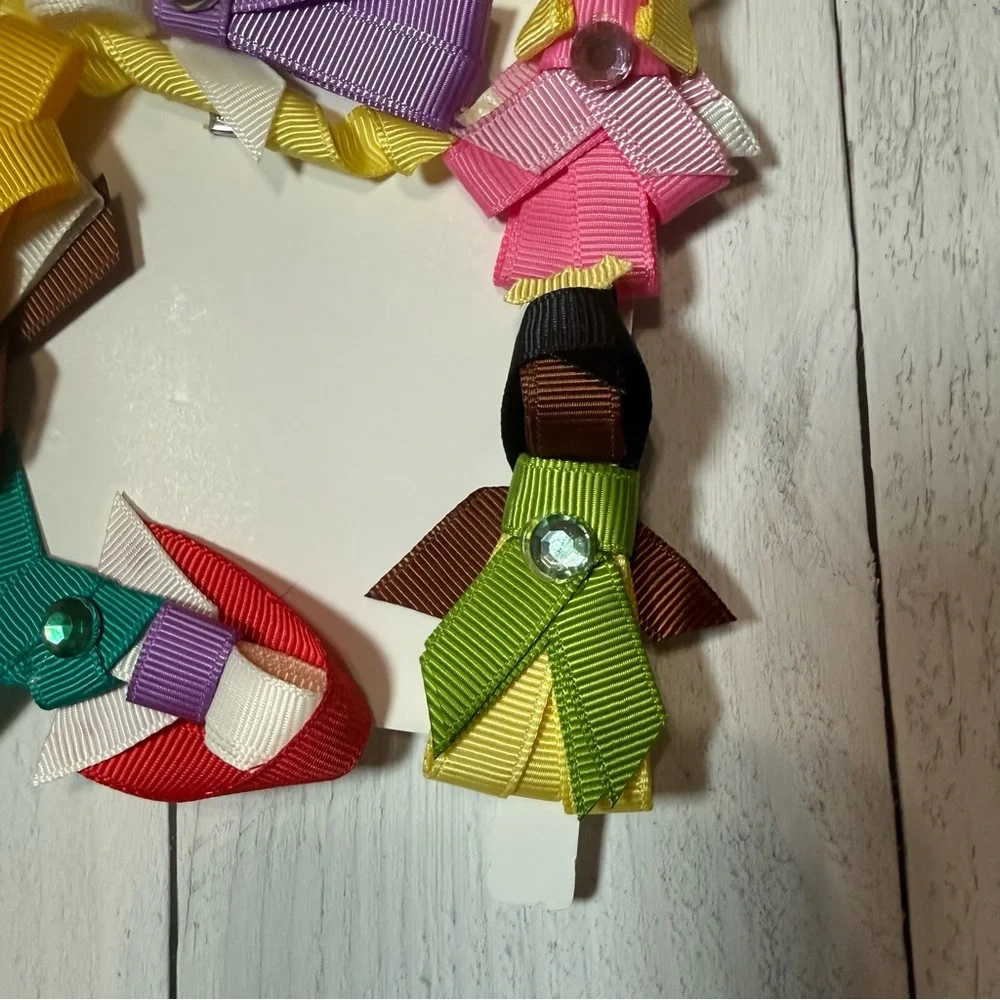 Handmade Disney Princess Hair Bow Set Belle Ariel Tiana Rapunzel Aurora 5pc